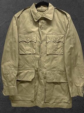 Vintage 1950s (1956) US Army Tan Tropical Cotton Jacket // 38L